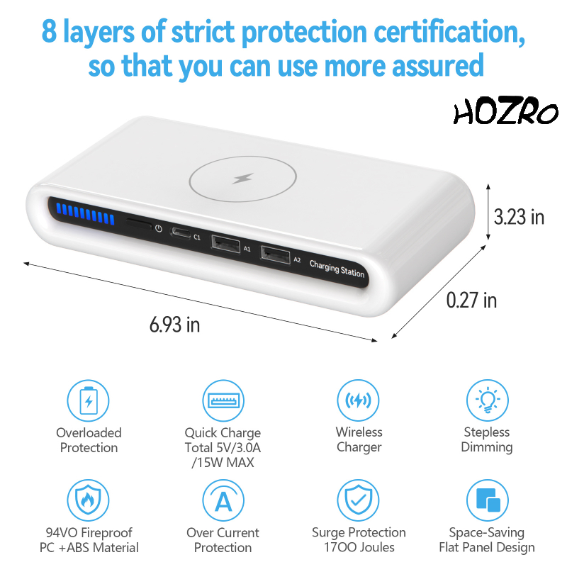 Stație Încărcare Wireless HOZRO, 4 în 1 Alb – Încărcător Rapid pentru Telefon, Smartwatch, Căști și Stylus, Design Elegant și Modern HOZRO