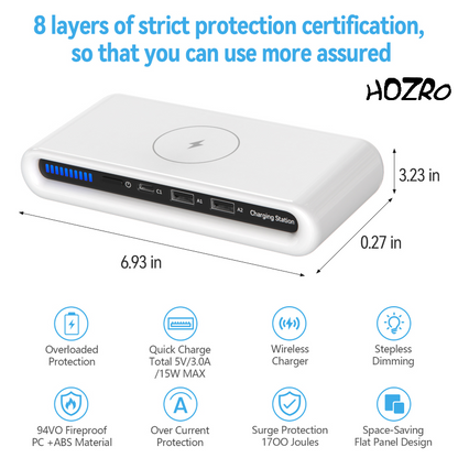 Stație Încărcare Wireless HOZRO, 4 în 1 Alb – Încărcător Rapid pentru Telefon, Smartwatch, Căști și Stylus, Design Elegant și Modern HOZRO