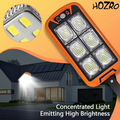 Lampa solara HOZRO, LED ZB150A cu senzor de miscare, carcasa rezistenta, eficienta energetica ridicata, protectie la intemperii, ideala pentru iluminatul exterior, gradini, terase si spatii comerciale HOZRO