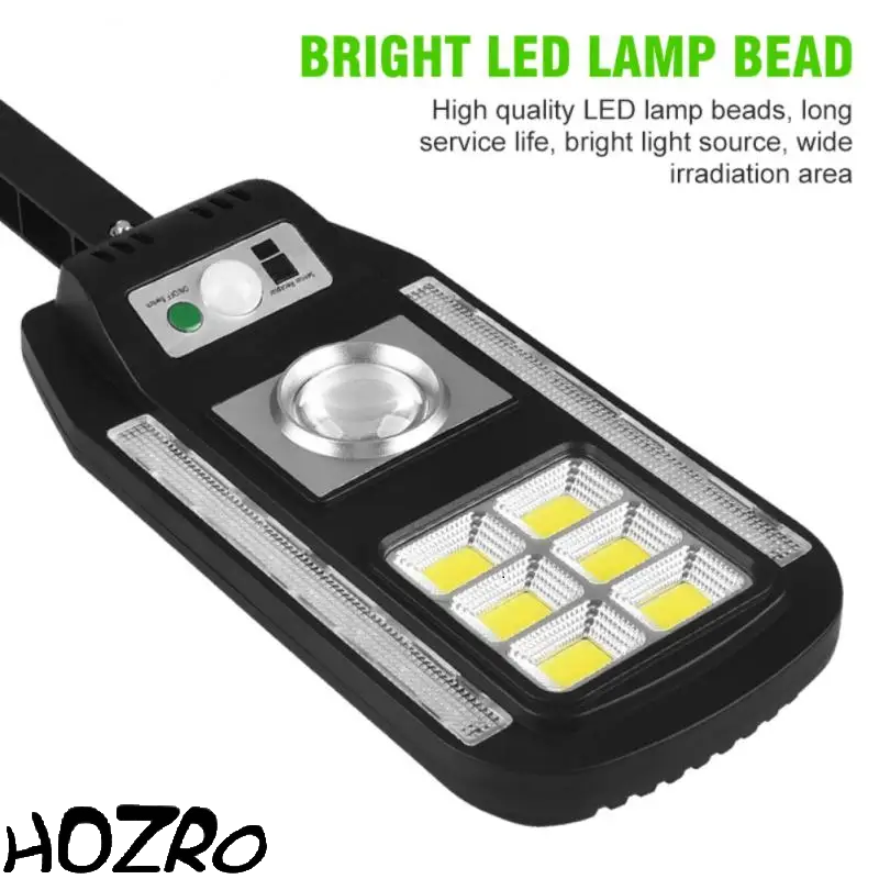 Lampa stradala HOZRO, cu incarcare solara, 89 LED, Senzor de miscare/amurg/stare de veghe, Telecomanda, Model CL-728, Negru HOZRO
