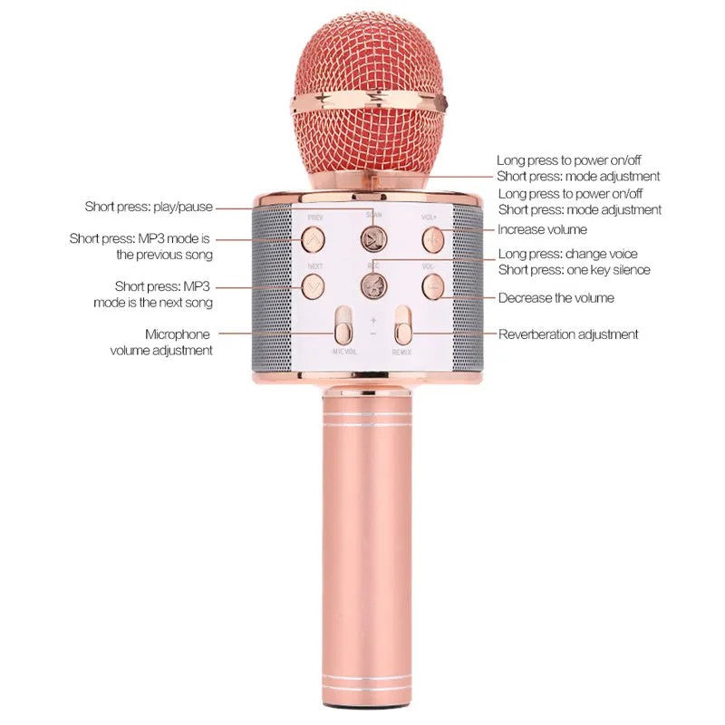 Microfon Wireless pentru Karaoke cu Bluetooth, Rose Gold– Distracția începe aici! BESTSELLS