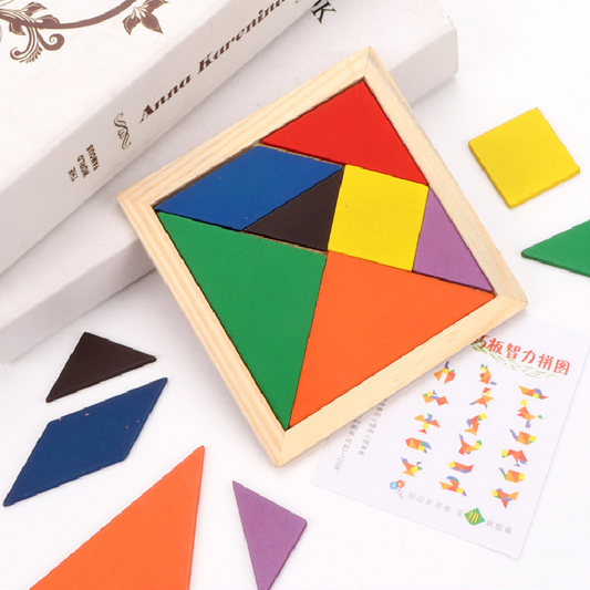 Tangram Joc Educativ HOZRO, din Lemn – Puzzle Clasic Chinezesc, Dezvoltă Creativitatea, Logica și Motricitatea Fină, Ideal pentru Copii și Adulți, Distracție Interactivă la Școală sau Acasă HOZRO