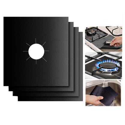 Set 4 Folii Detașabile HOZRO, pentru Aragaz, din Teflon Premium, Reutilizabile, Anti-Aderente și Ușor de Spălat, Protecție Eficientă Împotriva Murdăriei și Grăsimii, Compatibile cu Majoritatea Aragazurilor HOZRO