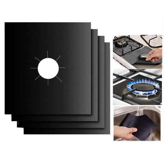 Set 4 Folii Detașabile HOZRO, pentru Aragaz, din Teflon Premium, Reutilizabile, Anti-Aderente și Ușor de Spălat, Protecție Eficientă Împotriva Murdăriei și Grăsimii, Compatibile cu Majoritatea Aragazurilor HOZRO