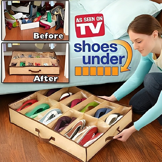 Organizator Pantofi HOZRO, Raft Modular pentru 12 Perechi, Compact și Ușor de Montat HOZRO