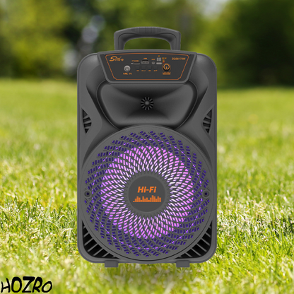 Boxă Portabilă HOZRO, Model ZQS-8173 cu Bluetooth, Microfon Wireless, Putere Mare, Lumini LED Party, Radio FM și Baterie Reîncărcabilă – Sistem Audio Ideal pentru Karaoke, Petreceri și Evenimente HOZRO
