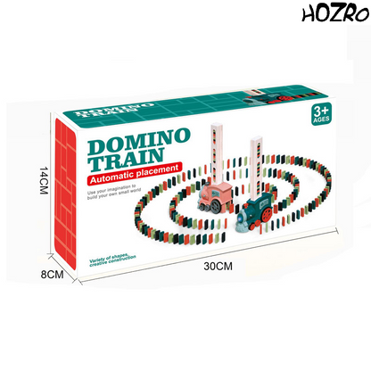 Tren Domino HOZRO, pentru Copii, cu Baterii, Lumini și Muzică, Set de Construcție și Așezare Domino, Jucărie Interactivă și Educativă, Plastic Rezistent, Ideal pentru Creativitate și Distracție HOZRO