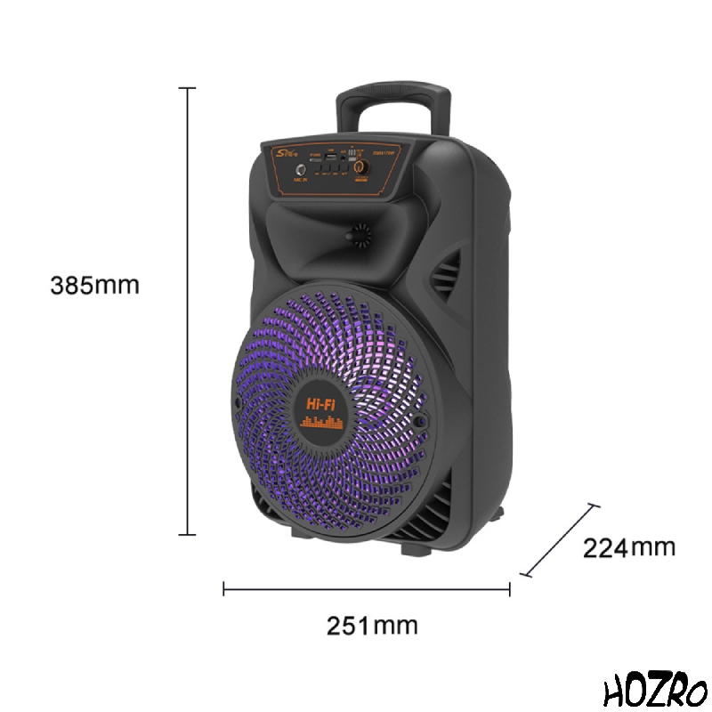 Boxă Portabilă HOZRO, Model ZQS-8173 cu Bluetooth, Microfon Wireless, Putere Mare, Lumini LED Party, Radio FM și Baterie Reîncărcabilă – Sistem Audio Ideal pentru Karaoke, Petreceri și Evenimente HOZRO
