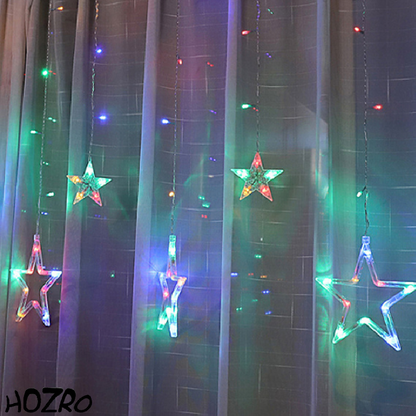 ✨ Ghirlandă Luminoasă de Crăciun cu Stele 3 Metri – 12 Stele (6 Mari + 6 Mici), Material OPP Rezistent, Iluminare LED cu Consum Redus, Decor Festiv pentru Ferestre, Pereți, Balcoane și Brad 🎄 HOZRO