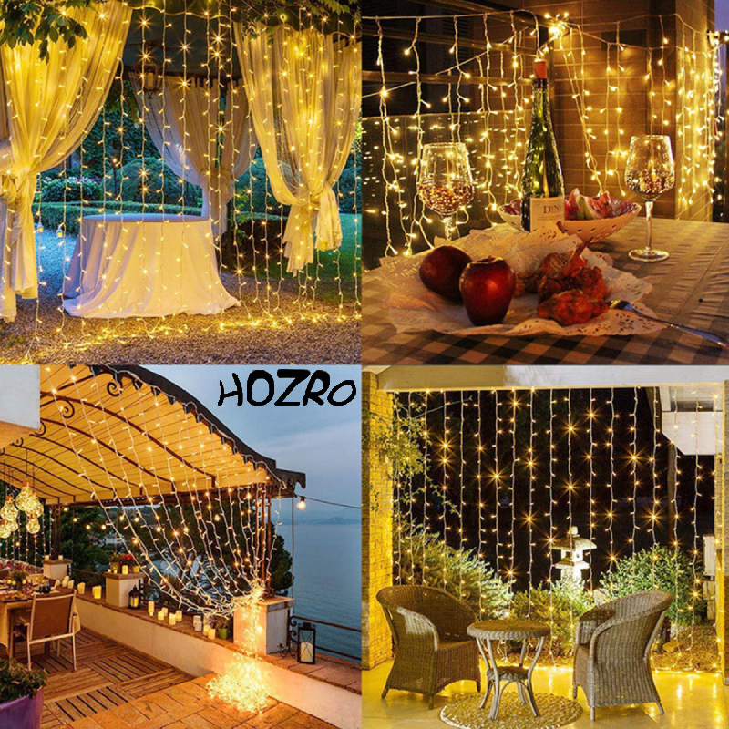 ⭐Perdea Luminoasă LED HOZRO, Ghirlandă Decorativă pentru Interior și Exterior, Iluminare Festivă pentru Crăciun, Petreceri și Evenimente Speciale⭐ HOZRO