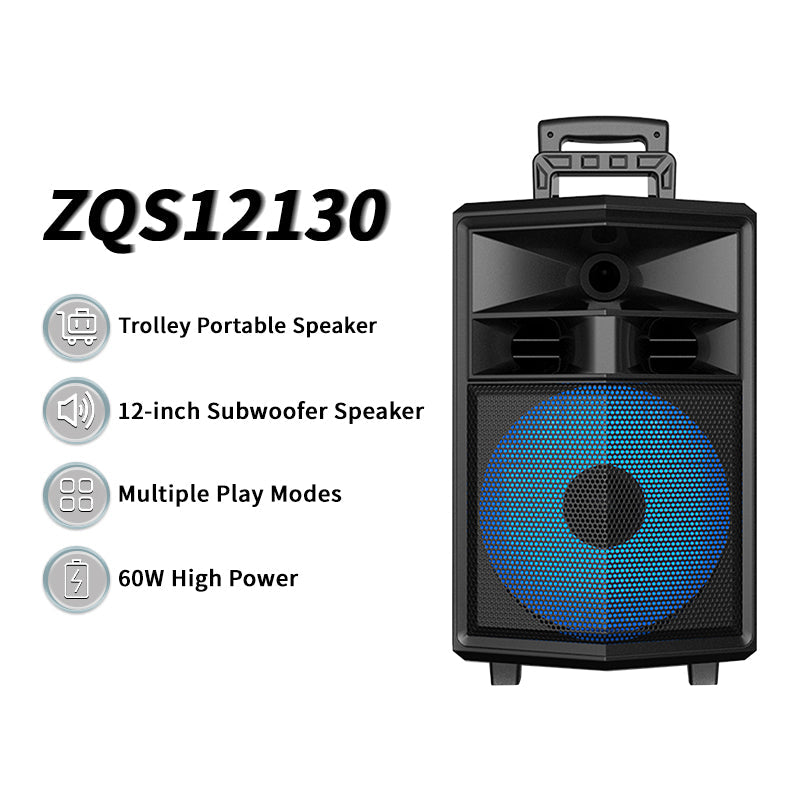 🔊 Boxă Portabilă ZQS-12130 HOZRO, Bluetooth, Karaoke, microSD, AUX și USB – Putere Mare, Sunet Clar și Distracție Oriunde! HOZRO