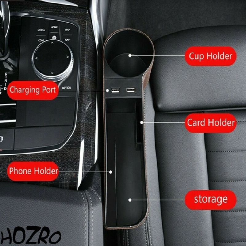 Organizator AutoHOZRO, cu Suport Pahare și Port USB – Accesoriu Multifuncțional pentru Mașină HOZRO