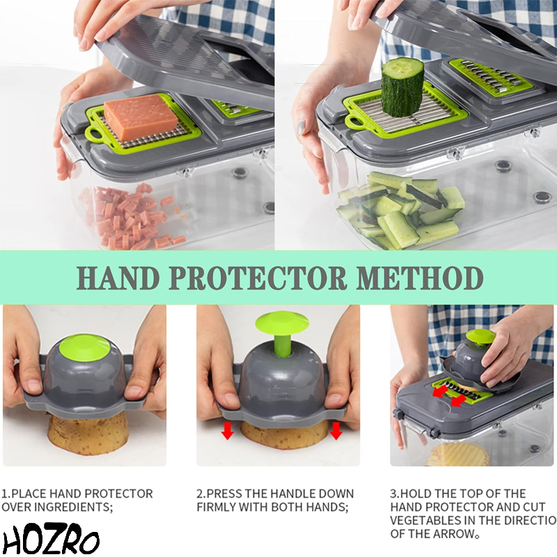 Răzătoare Multifuncțională HOZRO, cu 22 piese – Set Complet pentru Bucătărie cu Accesorii Diverse, Lame Interșanjabile, Calitate Premium, Ideal pentru Răzuit, Felii, Feliere și Prepararea Rapidă a Ingredientelor HOZRO