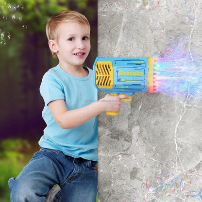 Pistol Electric de Baloane – Bubble Bazooka cu 69 de Orificii, Lumină LED, Reîncărcabil, Strong Wind – Joacă spectaculoasă în aer liber pentru copii BESTSELLS