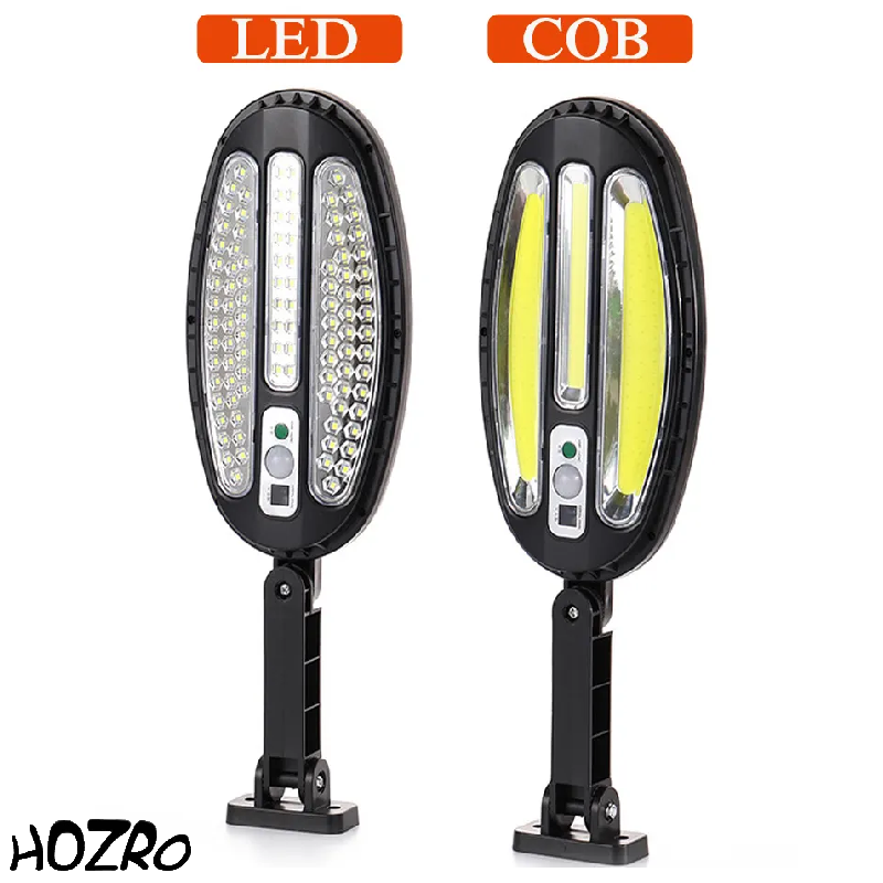 Lampa HOZRO, cu incarcare solara si telecomanda, senzor de miscare si lumina, 3 moduri de iluminare, stare de veghe, 96 LED, HB-8188A HOZRO