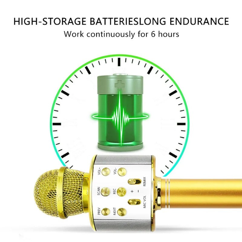 Microfon Wireless pentru Karaoke cu Bluetooth, Gold– Distracția începe aici! BESTSELLS