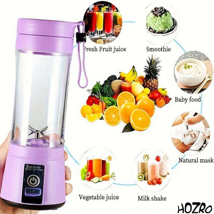 Mini Blender Portabil Electric HOZRO, cu Încărcare USB – Ideal pentru Sucuri, Smoothie-uri și un Stil de Viață Sănătos HOZRO