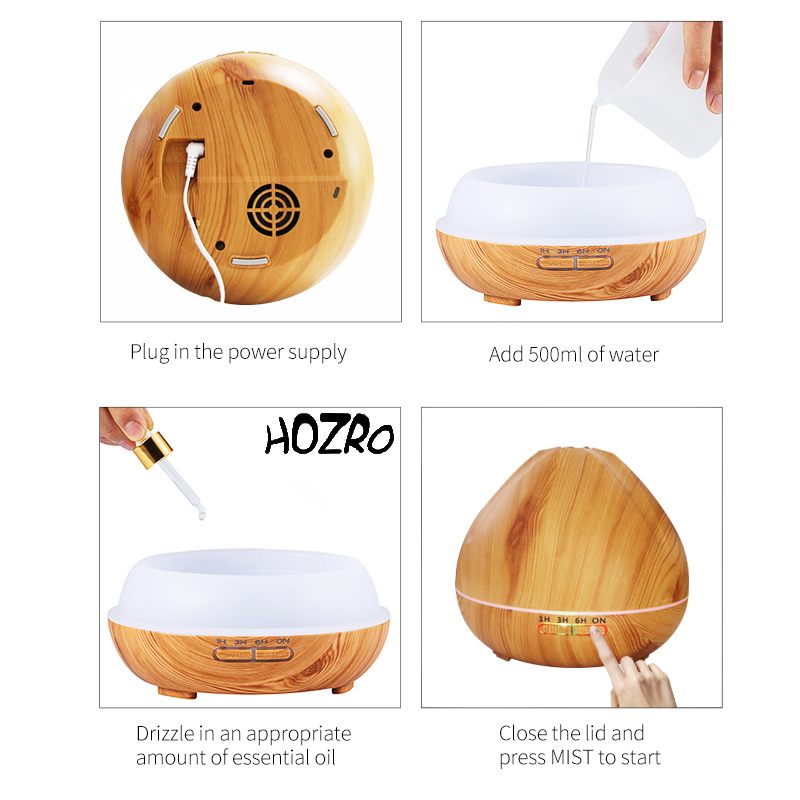 🌿 Aroma Difuzor HOZRO, Model 111-23 – Umidificator cu Ultrasunete și Lumină LED, pentru Relaxare, Aromaterapie și Atmosferă Plăcută în Casa Ta HOZRO