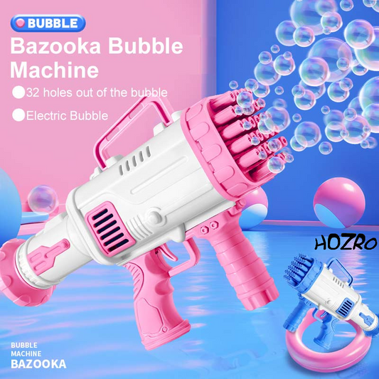 🎀 Pistol Baloane HOZRO, Bubble Super Gun Roz – Jucărie Interactivă cu Efecte Spectaculoase de Bule de Săpun, Ideală pentru Copii și Petreceri HOZRO