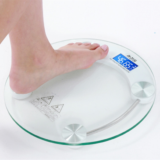 Cântar de Baie HOZRO, Rotund, Model 2003A – Design Modern și Elegant, Platformă din Sticlă Securizată, Afișaj Digital LCD, Funcție de Oprire Automată și Capacitate de Până la 180 kg HOZRO