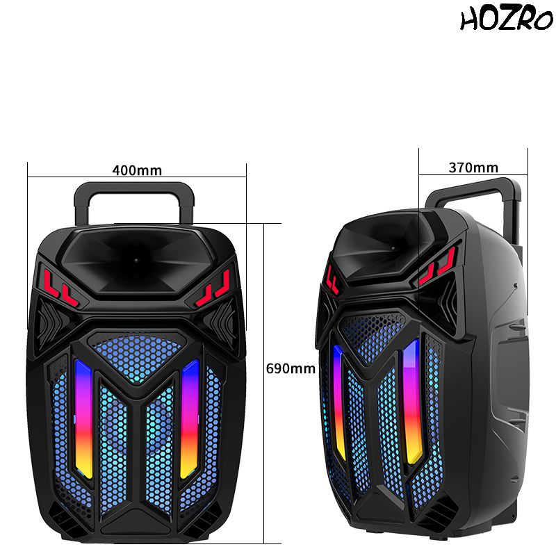 Boxă Portabilă HOZRO, Model ZQS-15108 cu Bluetooth, Microfon Wireless, Putere Mare, Efecte Luminoase LED, Radio FM și Baterie Reîncărcabilă – Sistem Audio Profesional pentru Karaoke, Petreceri și Evenimente HOZRO