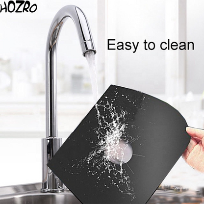 Set 4 Folii Detașabile HOZRO, pentru Aragaz, din Teflon Premium, Reutilizabile, Anti-Aderente și Ușor de Spălat, Protecție Eficientă Împotriva Murdăriei și Grăsimii, Compatibile cu Majoritatea Aragazurilor HOZRO