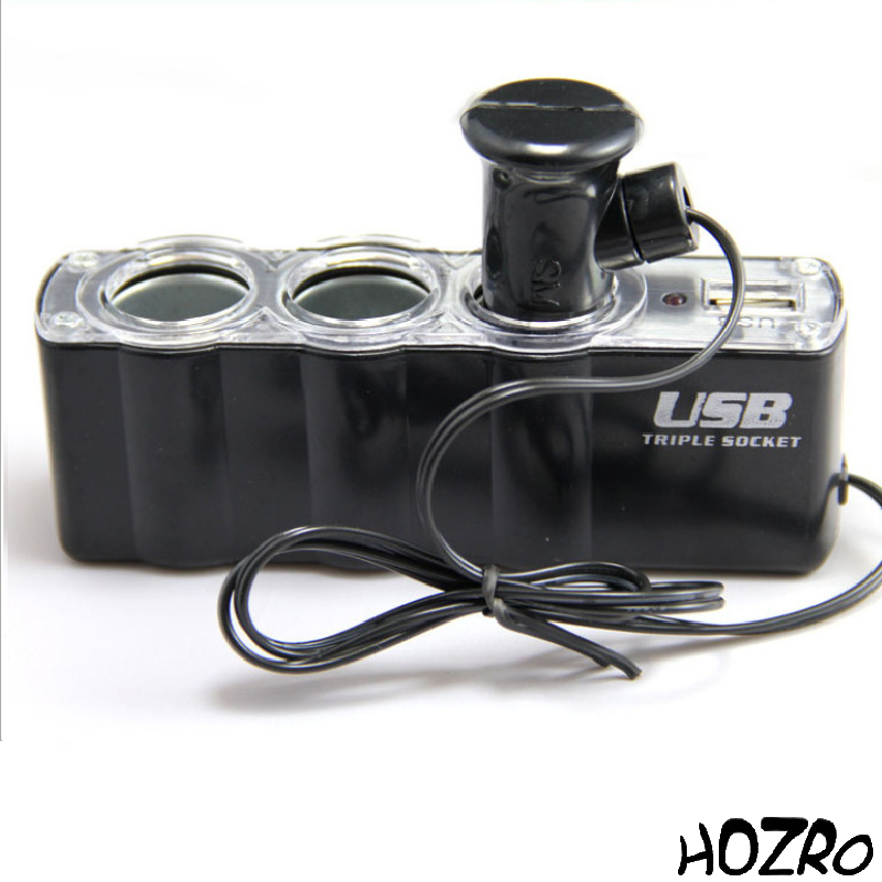 Priză Triplă Brichetă Auto HOZRO, Adaptor 12V/24V cu 3 Porturi pentru Alimentare Simultană, USB Integrat, Protecție la Supratensiune și Design Compact, Ideal pentru Telefon, GPS și Accesorii Auto HOZRO