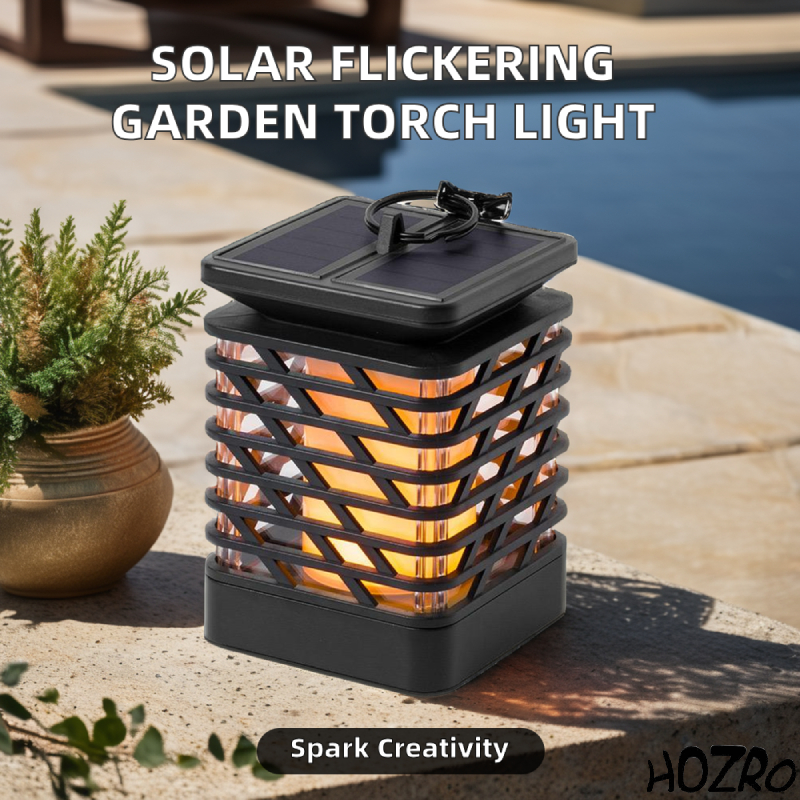Lampă Felinar de Grădină XF-6001 HOZRO, Efect Flacără Realistă, Încărcare Solară, Rezistentă la Intemperii, Ideală pentru Exterior HOZRO