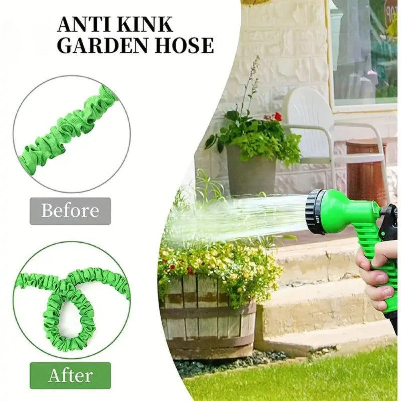 Furtun Extensibil de Gradina cu Pistol Multifunctional pentru Udat, Lungime 60m, Verde BESTSELLS