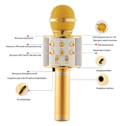 Microfon Wireless pentru Karaoke cu Bluetooth, Gold– Distracția începe aici! BESTSELLS