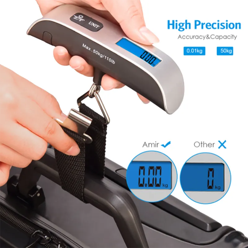 ⚖️ Cântar Electronic pentru Bagaje – 50 kg, LCD, Carcasă ABS, Argintiu BESTSELLS