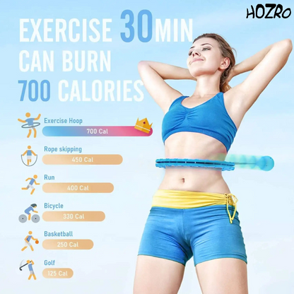 Cerc Fitness Reglabil 2 în 1 HOZRO, pentru Adulți – Cu Greutăți și Design Detasabil, Ideal pentru Slăbit, Tonifiere și Antrenamente Cardio – Hula Hoop Inteligent de Tip Infinity, Ușor de Asamblat și Utilizat Acasă sau la Sală HOZRO