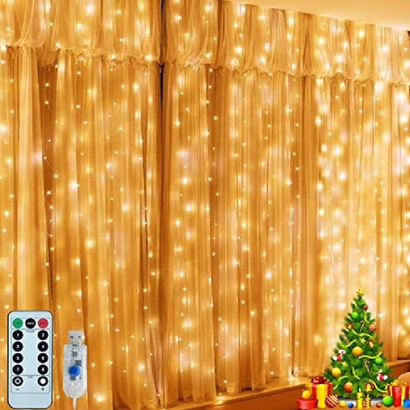 Lumini Tip Perdea LED HOZRO, 3 x 2 Metri, Rezistente la Apă IP65, Iluminare Decorativă RGB pentru Crăciun, Petreceri, Nunti și Evenimente Festive HOZRO