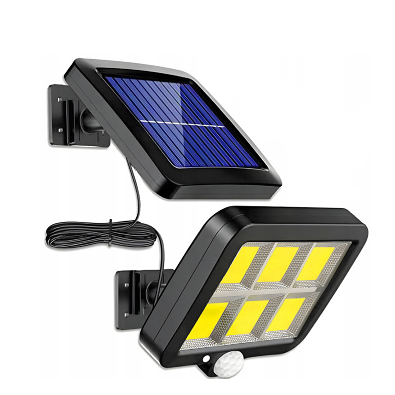 Lampă Solară Exterior HOZRO, cu 120 LED-uri Puternice, Senzor de Mișcare și de Lumină, Panou Solar Ajustabil, Impermeabilă și Eficientă Energetic – Iluminare Automată pentru Curte, Grădină, Alei sau Garaj HOZRO