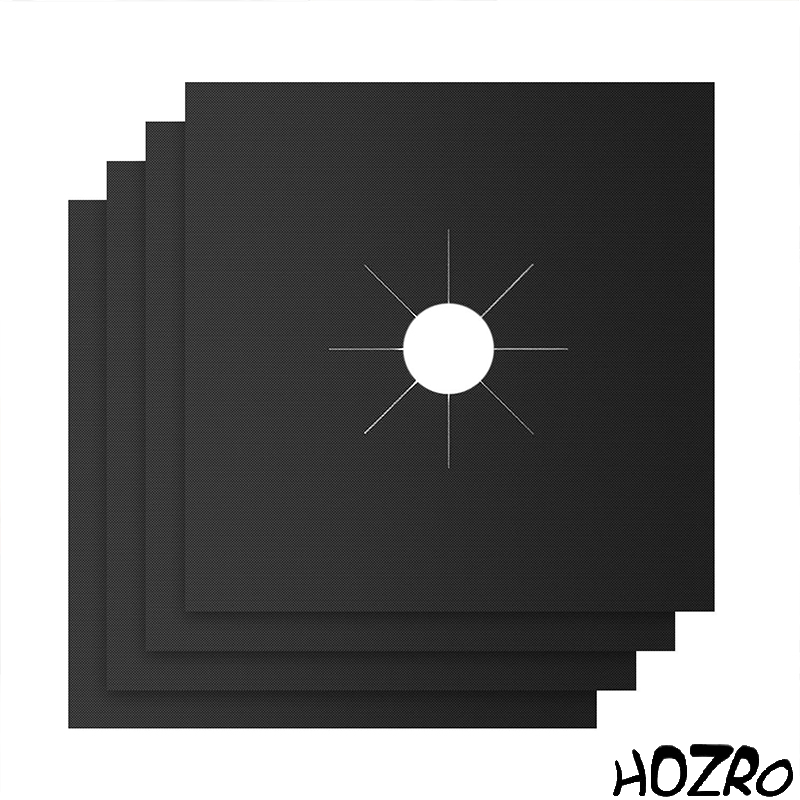 Set 4 Folii Detașabile HOZRO, pentru Aragaz, din Teflon Premium, Reutilizabile, Anti-Aderente și Ușor de Spălat, Protecție Eficientă Împotriva Murdăriei și Grăsimii, Compatibile cu Majoritatea Aragazurilor HOZRO