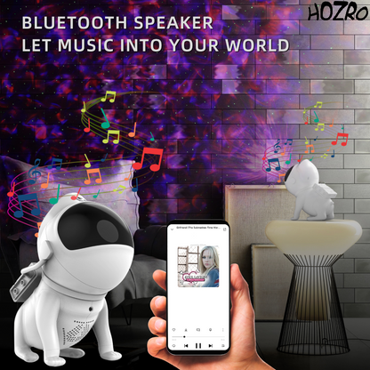 Proiector Astronomic HOZRO, Space Dog cu Design 3D Inteligent, Proiecție Stele și Galaxii în 360°, Lumină Ambientală Reglabilă și Funcție Bluetooth Music Player – Ideal pentru Dormitor, Relaxare, Copii și Decor Modern HOZRO