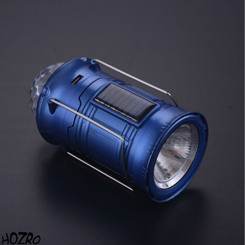 Felinar Camping Disco Blue HOZRO, Lampă Portabilă 2 în 1, Iluminare Puternică și Efecte Lumină Party HOZRO