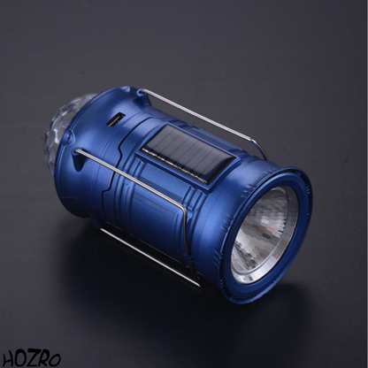 Felinar Camping Disco Blue HOZRO, Lampă Portabilă 2 în 1, Iluminare Puternică și Efecte Lumină Party HOZRO