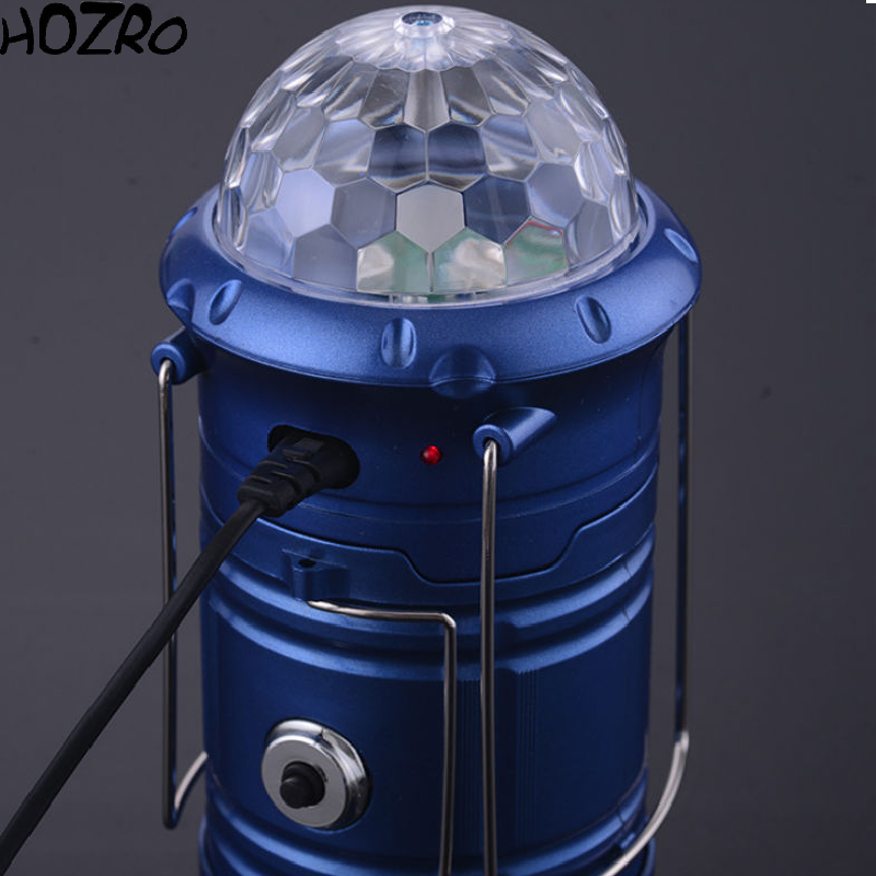 Felinar Camping Disco Blue HOZRO, Lampă Portabilă 2 în 1, Iluminare Puternică și Efecte Lumină Party HOZRO