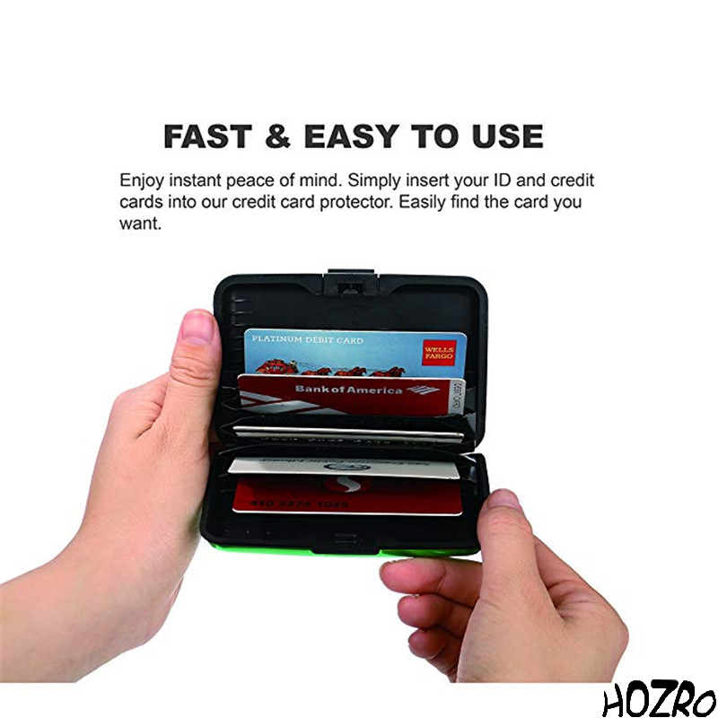 Portofel Carduri din Aluminiu HOZRO, cu Protecție RFID, Design Compact și Rezistent la Șocuri, 6 Compartimente Interioare, Închidere cu Clamă, Ideal pentru Carduri Bancare, Documente, Abonamente și Vizite – Varianta Unisex, Multicolor HOZRO