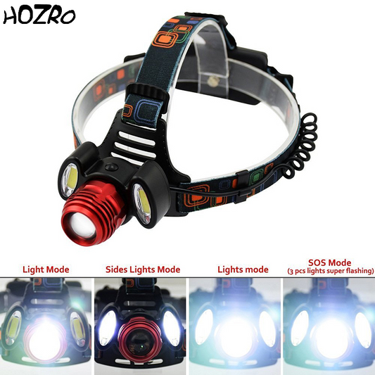💡 Lanternă de Cap HOZRO, 3 LED Oval – Iluminare Puternică, Reglabilă și Hands-Free pentru Camping, Drumeții, Ciclism sau Activități de Noapte HOZRO