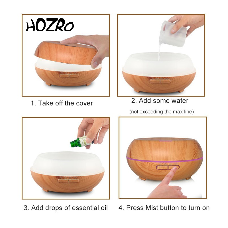 Difuzor HOZRO, Aromaterapie 022 Bej – Umidificator cu Ultrasunete, Lumină LED și Design Elegant pentru Relaxare și Confort HOZRO