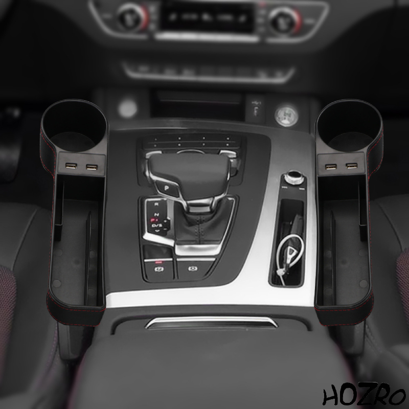 Organizator AutoHOZRO, cu Suport Pahare și Port USB – Accesoriu Multifuncțional pentru Mașină HOZRO
