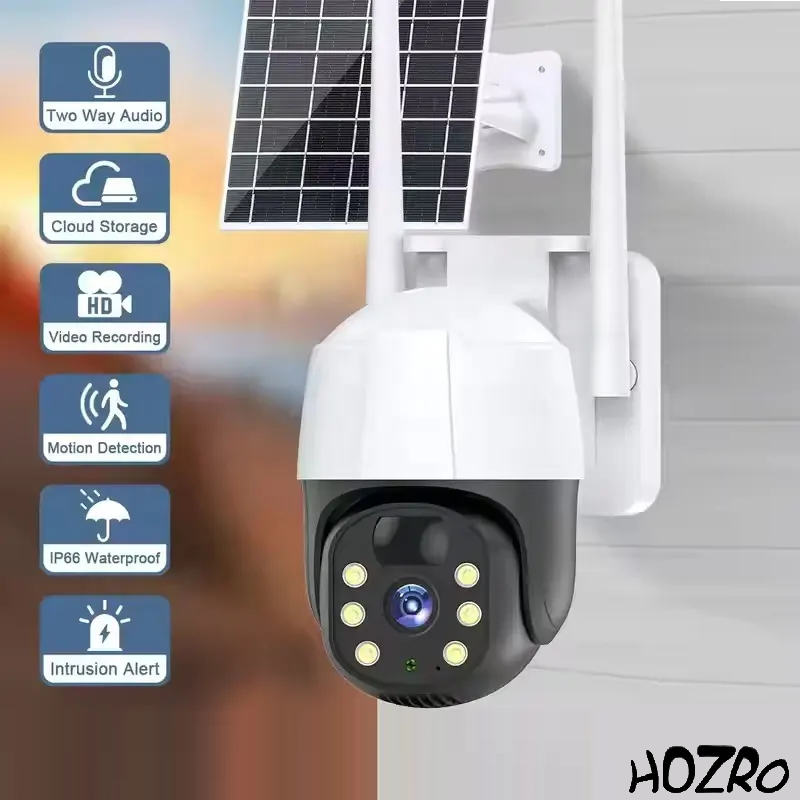 Camera de Supraveghere Solara Inteligenta HOZRO, 2 in 1, Model SPM-T0 Series, cu Panou Fotovoltaic si Vizualizare in Timp Real prin Aplicatie Mobila HOZRO