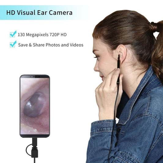 Endoscop Cameră HOZRO, pentru Urechi – Dispozitiv Inteligent cu LED și Conectare USB/Telefon, pentru Curățare și Control Vizual HOZRO