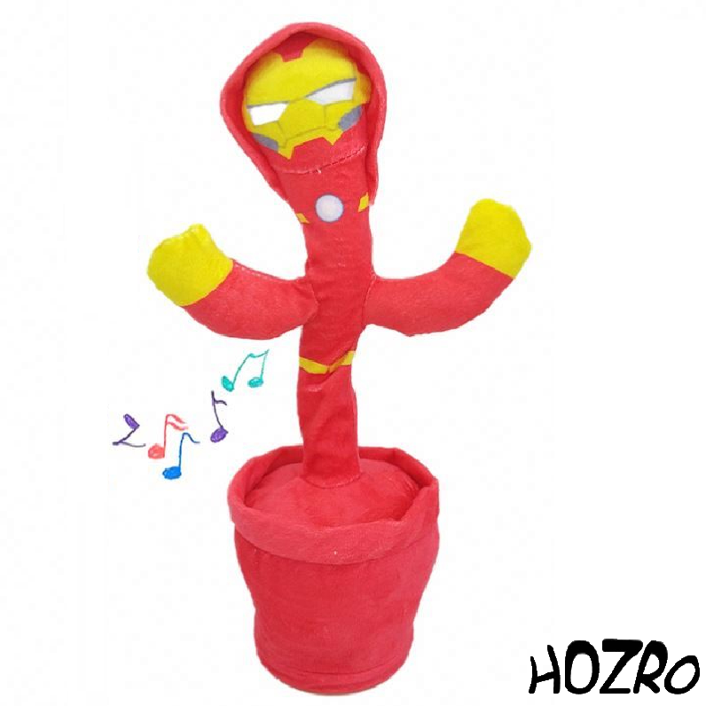 Jucărie Interactivă HOZRO, Cactus Dansator Ironman – Cântă, Dansează și Imita Vocea, cu Lumină și Sunet, 32 cm HOZRO