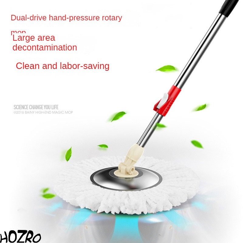 Mop Rotativ 360° HOZRO, Spin Turbo, 3 în 1, cu Găleată pe Roti și Două Camere, Rezerve Incluse, Rotor Metalic, Mâner Telescopic, Microfibră, Roșu/Negru, 45x26x21 cm HOZRO