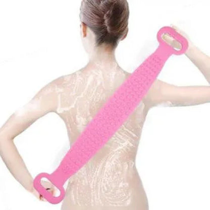 💆♀️ Bandă de masaj și curățare corporală cu 2 fețe – Silicon de calitate, Roz🌸 BESTSELLS