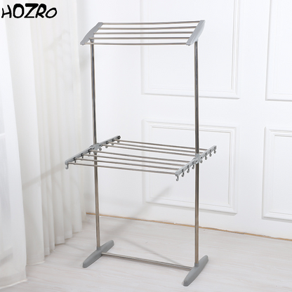 Uscător Vertical HOZRO, Cu 2 Nivele – Suport Reglabil pentru Haine, Compact și Rezistent, Ideal pentru Apartamente și Balcoane HOZRO