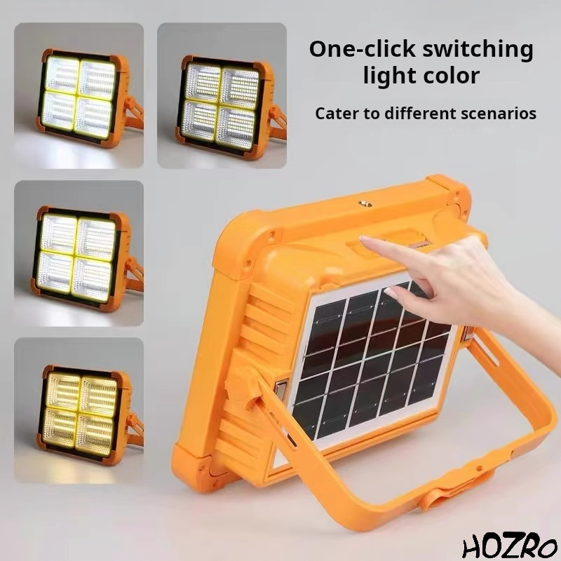 Lampă Solară de Lucru Portocaliu HOZRO, Model 6-48 – LED Puternic, Reîncărcabilă, Portabilă și Rezistentă, Ideală pentru Atelier, Reparații sau Camping HOZRO